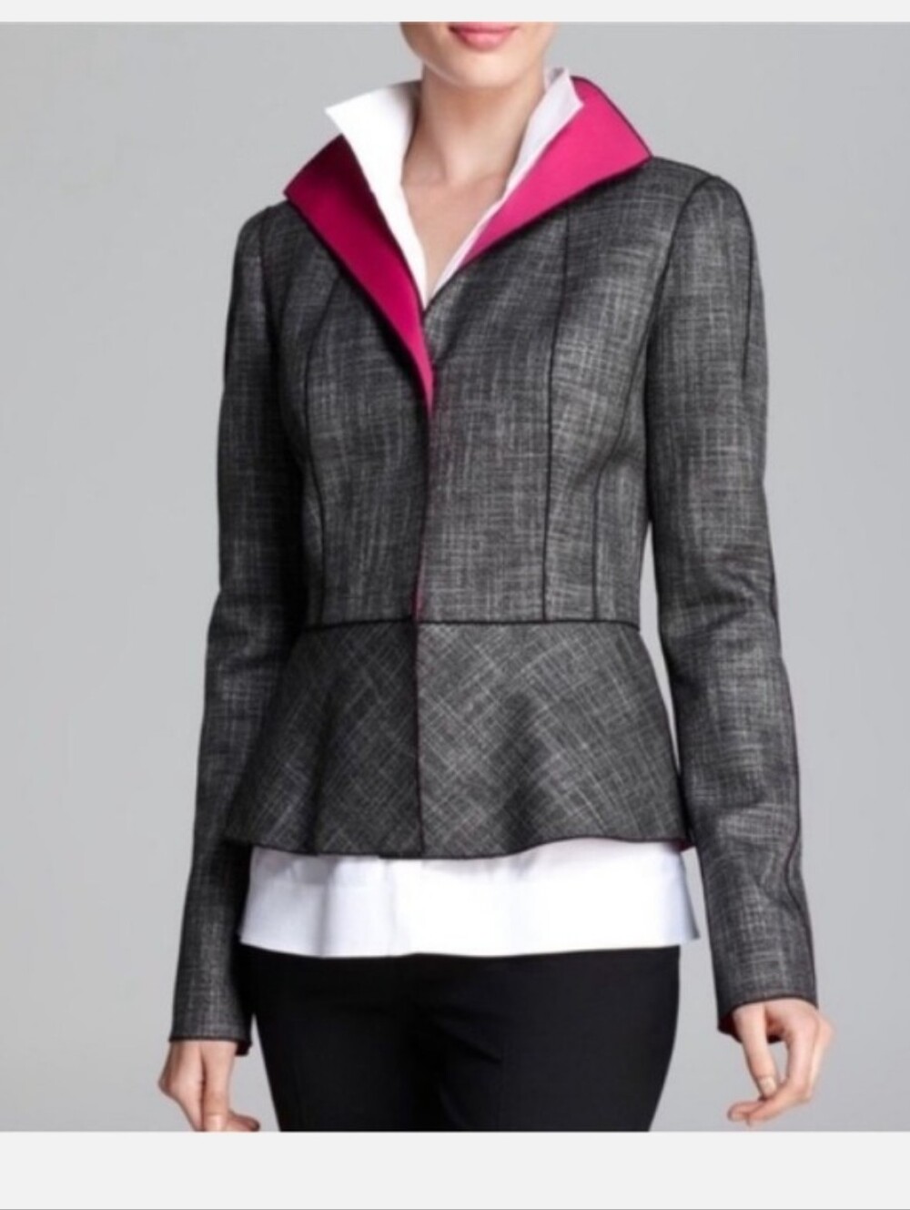 Lafayette 148 New York Amanda Peplum Hem Snap Button Blazer Jacket Size 18 - Picture 14 of 14